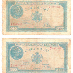 SV * Romania LOT 4 x 5000 LEI 1944 - 1945 DATE DIFERITE +/- F