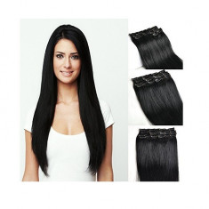 Extensii/mese par natural clip-on, culoare brunet, 50 cm, 100 g foto