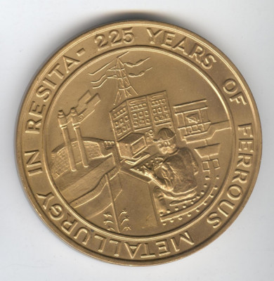 RESITA 225 de Ani 1771 -1996 - SIDERURURGIE METALURGIE, Medalie superba 7 cm foto
