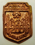 I.291 INSIGNA ROMANIA ANINA STEIERDORF MINERIT 200 REBUT h22mm, Romania de la 1950