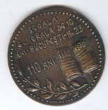 1860-1970 SCOALA GENERALA DE 10 ANI BUCURESTI Nr 23, Medalie 8 cm, Rara