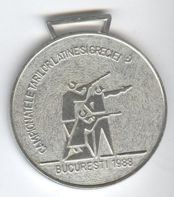 CAMPIONATELE TARILOR LATINEI si GRECIEI Bucuresti 1988 - TIR, Medalie Sport foto