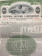 $1000 General Motors obligatiune pe 25 ani emisa 1954 foto