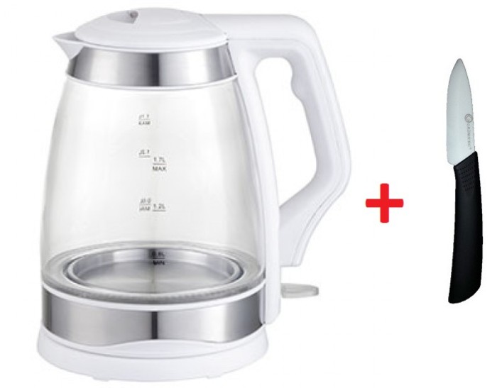Cana fierbator sticla, 1.7 l, 1850 W, oprire automata, iluminare led, zephyr + Cutit ceramic 17 cm Cadou foto mare Cana fierbator sticla, 1.7 l, 1850 W, oprire automata, iluminare led, zephyr + Cutit ceramic 17 cm Cadou foto mare