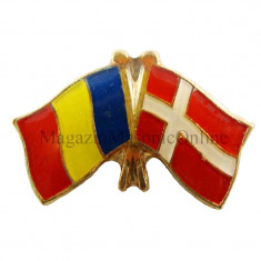 Insigna Drapel Romaniei + Danemarca foto