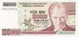 Bancnota Turcia 100.000 Lire 1970 (1997) - P206 UNC