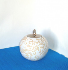 Lampa inox petrol/ulei aromat baza ceramica emailata stil sgraffito foto