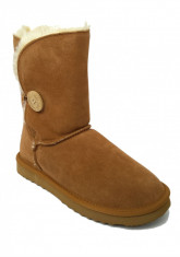 Cizme Piele Tip UGG Bailey Camel Nasturi Scurte 40 foto