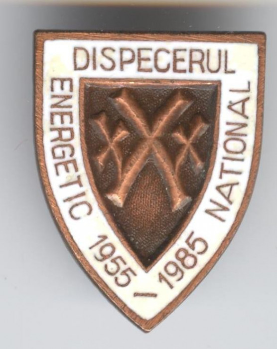 1985 TRANSPORTURI si TELECOMUNICATII - DISPECERATUL ENERGETIC NATIONAL Insigna