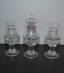 Set 3 pahare din sticla cu picior - Metaxa, model deosebit #643 foto