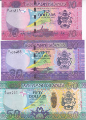 Bancnota Insulele Solomon 10, 20 si 50 Dolari (2017) - PNew UNC ( set x3 ) foto