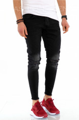 Blugi barbati negri conici skinny casual - COLECTIE NOUA - 9963 H2-4 foto