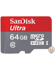 SanDisk microSDHC Ultra Android 64GB 80MB-s Class 10 UHS-I + SD Adapter SDSQUNC-064G-GN6MA Gri foto