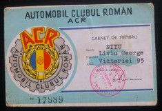 Carnet de membru + statut// ACR, Automobil Clubul Roman, 1968 foto