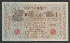 GERMANIA 1000 1.000 MARK MARCI 1910 [4]Stampila Rosie , Litera S , P-44b/1 , VF+ foto