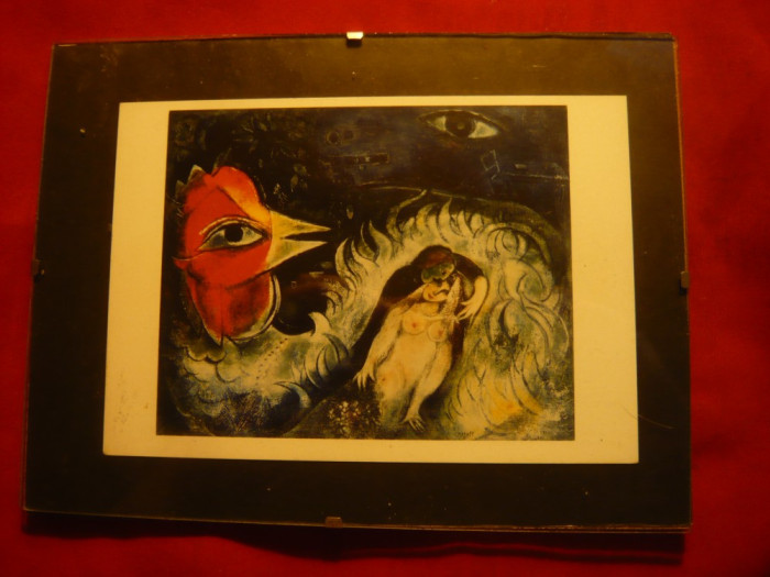 Tablou cu reproducere Cocosul indragostit de m.Chagall , dim. = 14x11 cm