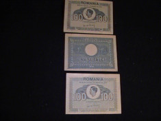 NUMISMATICA-3X100 LEI/1945-MINISTERULFINANTELOR-BANCNOTE- foto