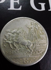 5 lire 1914 Vittorio Emanuele III - moneda argint foto