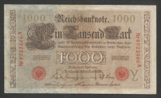 GERMANIA 1000 1.000 MARK MARCI 1910 [12] Stampila Rosie , Litera Y , VF foto