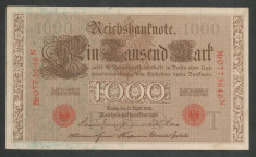 GERMANIA 1000 1.000 MARK MARCI 1910 [14] Stampila Rosie , Litera T , XF++ foto