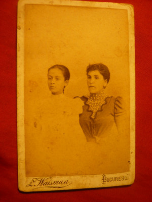 Fotografie- Mama si Fiica - foto Waisman- Bucuresci ,sec.XIX ,dim.= 6,5x10,5 cm foto