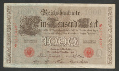 GERMANIA 1000 1.000 MARK MARCI 1910 [20] Stampila Rosie , Litera Q , VF+ foto