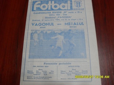 program Vagonul Arad - Metalul Bocsa foto