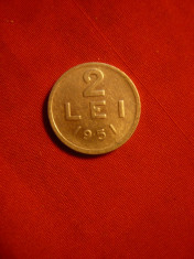 Moneda 2 Lei 1951 RPR ,cal.F.Buna , aluminiu foto