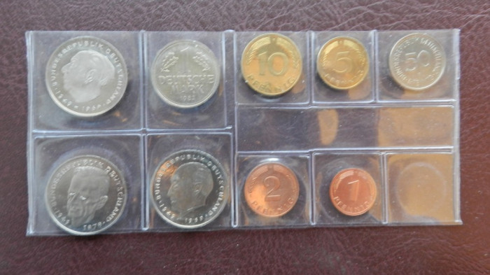 Set monede 1982 Germania, F, Stuttgart, lot 9 buc. UNC