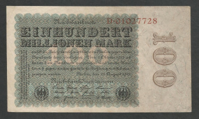 GERMANIA 100000000 100.000.000 MARCI MARK 1923 [3] P - 107a/1 , XF+ foto