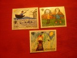 Serie- Anul International al Copiilor- Desene 1979 Feroe , 3 valori, Nestampilat