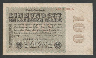 GERMANIA 100000000 100.000.000 MARCI MARK 1923 [8] P - 107c/3 , VF+ foto