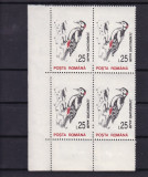 ROMANIA 1993 LP 1314 PASARI VAL.25 L HARTIE ALBA FILIGRAN F. RAR BLOC DE 4 MNH