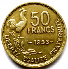 FRANTA , 50 FRANCS 1953 , COCOSUL GALIC , URIASA 27mm. foto