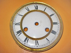 Cadran ceas pendul vechi anii 1900 cu 2 chei alama emailata gen portelan. foto