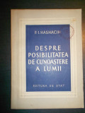 F. I. HASHACIH - DESPRE POSIBILITATA DE CUNOASTERE A LUMII, Alta editura