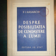 F. I. HASHACIH - DESPRE POSIBILITATA DE CUNOASTERE A LUMII