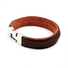 Bratara inox si piele Casual Brown Leather foto