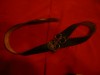 Curea Suvenir - Olimpiada Montreal 1976 ,piele ,catarama bronz , L=108 cm, Maro
