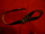 Curea Suvenir - Olimpiada Montreal 1976 ,piele ,catarama bronz , L=108 cm