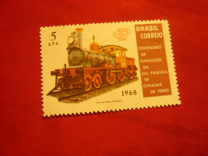 Serie -Compania Cai Ferate Paulista 1968 Brazilia , 1 valoare fara guma