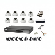 Kit 8 camere supraveghere IP interior complet FULL HD 20 m IR 36 led cu NVR Hikvision+hard 3Tb foto