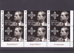 REGELE MIHAI,2017,cu margine de coala,x6,MNH,RAR,ROMANIA. foto