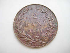 7838-Romania Carol 1 moneda 2 bani 1867-bronz stare buna, diam. 2.2 cm. foto