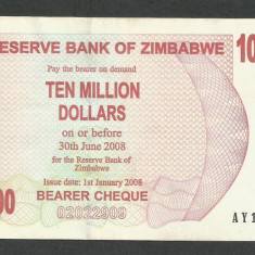 ZIMBABWE 10000000 10.000.000 DOLARI 2008 [2] P-55 , XF++