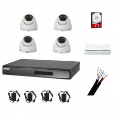 Kit 4 camere supraveghere IP interior complet 2 megapixeli 30m IR+NVR Hikvision+hard 1TB foto