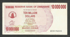 ZIMBABWE 10000000 10.000.000 DOLARI 2008 [1] P-55 , XF+++ foto