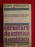 Cercetare de estetica a oralitatii/Ioan Panzaru/1989