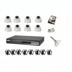 Kit complet 8 camere Dome IP 2 MP 20 m IR 24 SMD led cu NVR Hikvision foto