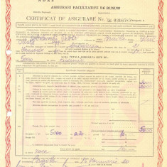 Z23 DOCUMENT VECHI -CERTIFICAT DE ASIGURARE ADAS -SOBOLEVSCHI PETER -1960 BRAILA